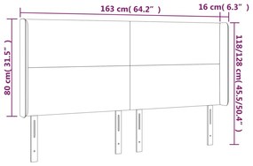 vidaXL Κεφαλάρι Κρεβατιού LED Ανοιχτό Γκρι 163x16x118/128εκ. Βελούδινο
