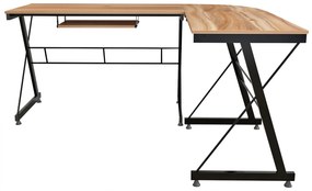 ΓΩΝΙΑΚΟ ΓΡΑΦΕΙΟ WALNUT ΕΠΙΦΑΝΕΙΑ ΜΕ ΜΕΤΑΛΛΙΚΟ ΣΚΕΛΕΤΟ HM2127.02 158Χ120Χ74εκ.
