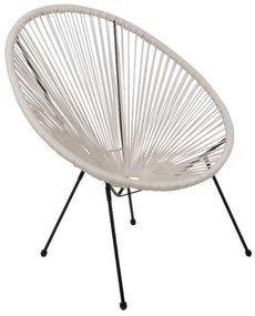 ACAPULCO Πολυθρόνα Μέταλλο Βαφή Μαύρο, Rattan Άσπρο 73x76x89cm