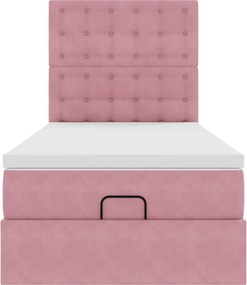 vidaXL Οθωμανικό κρεβάτι με στρώματα Ροζ 100x200cm Velvet