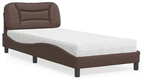 Κρεβάτι με Στρώμα Καφέ 80 x 200 εκ. Συνθετικό Δέρμα - Καφέ
