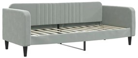 vidaXL Καναπές Κρεβάτι με Στρώμα Ανοιχτό Γκρι 80 x 200 εκ. Βελούδινος