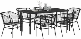 vidaXL Σέτ φαγητού για κήπο 7 pcs Μαύρο συνθετικό ρατάν