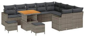 vidaXL Σετ Καναπέ Κήπου 12 pcs Γκρι συνθετικό ρατάν