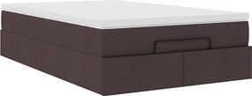 vidaXL Ottoman Κρεβάτι με Στρώμα Σκούρο Καφέ 120x200cm Ύφασμα