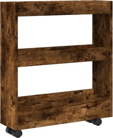 vidaXL Τρόλεϊ Αποθήκευσης Στενό 3 Επιπέδων Καπνιστή Δρυς Επεξ. Ξύλο