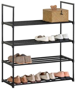 Παπουτσοθήκη Με 4 Ράφια Μαύρο Μέταλλο 67x29x81.5cm ANKOR