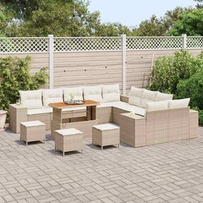 vidaXL Σετ Καναπέ Κήπου Ρυθμιζόμενο ύψος 13 pcs Μπεζ συνθετικό ρατάν
