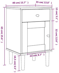 Κομοδίνο SENJA Καφέ Όψη Ρατάν 40x35x65εκ. από Μασίφ Ξύλο Πεύκου - Καφέ