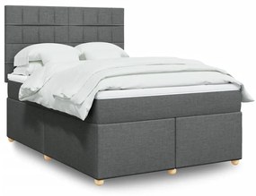 ΚΡΕΒΑΤΙ BOXSPRING ΜΕ ΣΤΡΩΜΑ ΣΚΟΥΡΟ ΓΚΡΙ 140X200 ΕΚ ΥΦΑΣΜΑΤΙΝΟ 3293604