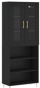 vidaXL Ντουλάπι Μαύρο 69,5x34x180 εκ. από Επεξεργασμένο Ξύλο