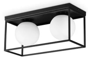 Πλαφονιέρα Φωτιστικό Οροφής 2xE14 Μαύρο Lingotto 304137 Ideal Lux 304137