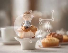 Σετ των 2 Intra Συλλεκτικό Ξύλινο Παζλ Plywood 4mm - Μικρό ειδώλιο στην κορυφή ενός ανάποδο cupcake Σε Ξύλινο Κουτί - Διαστάσεις: 10x10 cm – 25 κομμάτια