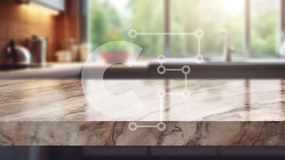 Intra Συλλεκτικό Ξύλινο Παζλ Plywood  4mm - Μαρμάρινος πάγκος κουζίνας με φυτά Σε Ξύλινο Κουτί - Διαστάσεις Puzzle: 10x10 cm – 25 κομμάτια