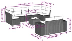 vidaXL Σετ Καναπέ Κήπου 10 τεμ. Μπεζ Συνθετικό Ρατάν με Μαξιλάρια