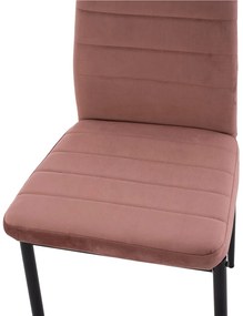 Σετ τραπεζαρίας LADY C21199.02 5τμχ Γυαλί -Μέταλλο σε Μαύρο &amp; Καρέκλες Βελούδο Σάπιο μήλο 90x90x74 εκ.