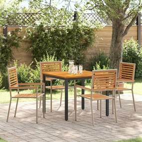 vidaXL Σέτ φαγητού για κήπο 5 pcs Μπεζ 90 x 90 x 75 cm συνθετικό ρατάν
