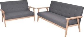 vidaXL Σετ Σαλονιού 2 τεμ. Σκούρο Γκρι Υφασμάτινο