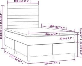 vidaXL Κρεβάτι Boxspring με Στρώμα Μαύρο 120 x 200 εκ. Βελούδινο