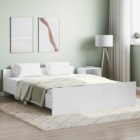 Πλαίσιο Κρεβατιού με Κεφαλάρι &amp; Ποδαρικό Λευκό 150 x 200 εκ. - Λευκό