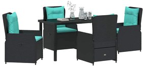 vidaXL Σέτ φαγητού για κήπο 5 pcs Μαύρο Πολυ ράταν