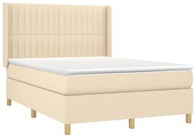 Κρεβάτι Boxspring με Στρώμα Κρεμ 140x200 εκ. Υφασμάτινο - Κρεμ