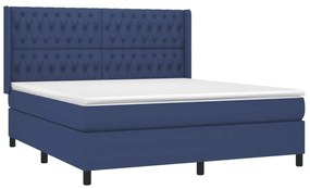 Κρεβάτι Boxspring με Στρώμα &amp; LED Μπλε 180x200 εκ. Υφασμάτινο - Μπλε