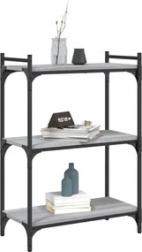vidaXL Βιβλιοθήκη 3 Επιπέδων Γκρι Sonoma 60x30x86 εκ. Επεξεργ. Ξύλο