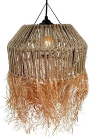 Bowler Inart natural wicker ceiling light D36x62cm 36x36x62 εκ.