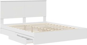 vidaXL Κρεβάτι Αποθήκης Λευκό 160 x 200 cm Επεξεργασμένο Ξύλο