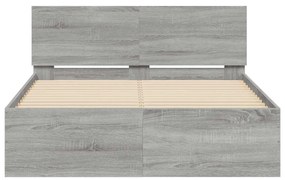 vidaXL Πλαίσιο Κρεβατιού με Κεφαλάρι/LED Γκρι Sonoma 140x200 εκ.