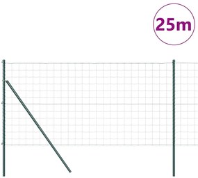 vidaXL Φράχτης με Στήλες. Πράσινο 1 x 25 m Ατσάλι
