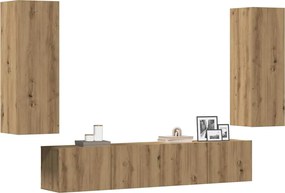 vidaXL 4 τεμαχίων σετ επίτοιχου ντουλαπιού τηλεόρασης Artisan Oak