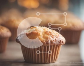 Σετ των 2 Intra Συλλεκτικό Ξύλινο Παζλ Plywood 4mm - Muffins σε ξύλινο τραπέζι με θολό φόντο Σε Ξύλινο Κουτί - Διαστάσεις: 10x10 cm – 25 κομμάτια