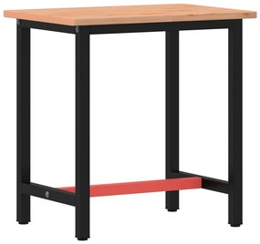 vidaXL Πάγκος Εργασίας 80x55x81,5 εκ. από Μασίφ Ξύλο Οξιάς και Μέταλλο