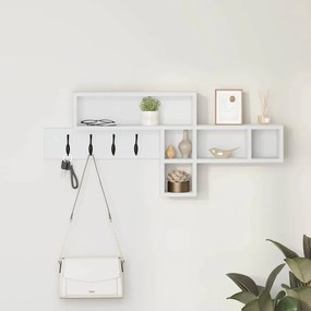 vidaXL Τοίχου Κρεμάστρα Λευκό 100 x 12 x 43.5 εκ Επεξεργασμένο ξύλο