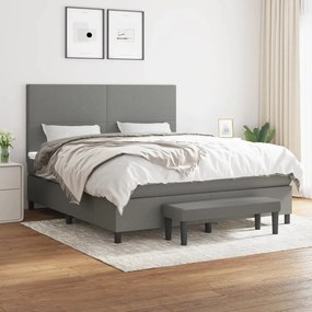Κρεβάτι Boxspring με Στρώμα Σκούρο Γκρι 180x200 εκ Υφασμάτιν - Γκρι