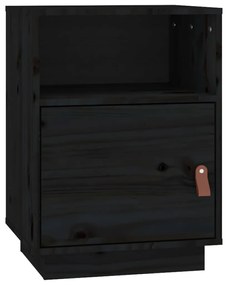 vidaXL Κομοδίνα 2 τεμ. Μαύρα40x34x55 εκ. από Μασίφ Ξύλο Πεύκου