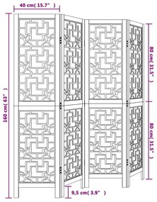 Διαχωριστικό Χώρου με 4 Πάνελ Καφέ από Μασίφ Ξύλο Παυλώνιας - Καφέ