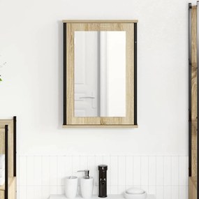 vidaXL Καθρέφτης Ντουλάπι Φυσικό Καρυδί Κομμένο ξύλο, γυαλί, μέταλλο