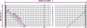 vidaXL Συρματόπλεγμα Περίφραξης Πράσινο 0,8 x 25 μ. με Βάσεις Φλάντζα