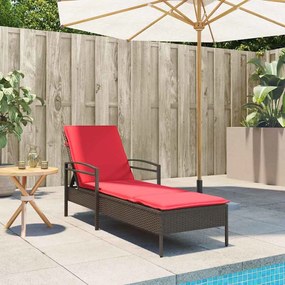 vidaXL Ξαπλώστρα με Μαξιλάρι Καφέ 63x200x81 εκ. από Συνθετικό Ρατάν (μόνο για τις ΗΠΑ)