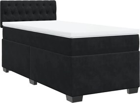 vidaXL Κρεβάτι Boxspring με Στρώμα Μαύρο 90x190 εκ. Βελούδινο