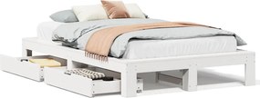 vidaXL Σκελετός Κρεβ. Χωρίς Στρώμα Λευκό 135x190 εκ Μασίφ Πεύκο
