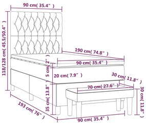 ΚΡΕΒΑΤΙ BOXSPRING ΜΕ ΣΤΡΩΜΑ ΣΚΟΥΡΟ ΚΑΦΕ 90X190 ΕΚ. ΥΦΑΣΜΑΤΙΝΟ 3137360