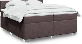 vidaXL Κρεβάτι Boxspring με Στρώμα Σκούρο Καφέ 200x200 εκ. Υφασμάτινο