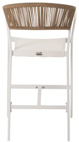Σκαμπό Αλουμινίου Μεσαίου Ύψους Rattan &amp; Textline Λευκό Μπεζ 56,5x57x99,5