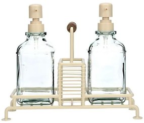 ESTIA ΔΟΧΕΙΑ ΥΓΡΟΥ ΠΙΑΤΩΝ ALLURE 2x300ml ΜΕ ΜΕΤΑΛΛΙΚΗ ΒΑΣΗ &amp; ΘΗΚΗ ΓΙΑ ΣΦΟΥΓΓΑΡΙ IVORY