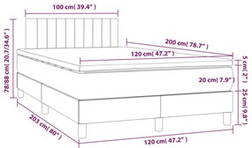 vidaXL Κρεβάτι Boxspring με Στρώμα Κρεμ 120x200 εκ. Υφασμάτινο