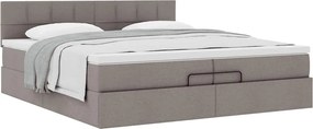 vidaXL Οθωμανικό κρεβάτι με στρώμα Taupe 200x200 cm Ύφασμα